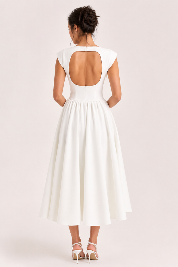 Robe de cocktail midi élégante à jupe ample - Alisa