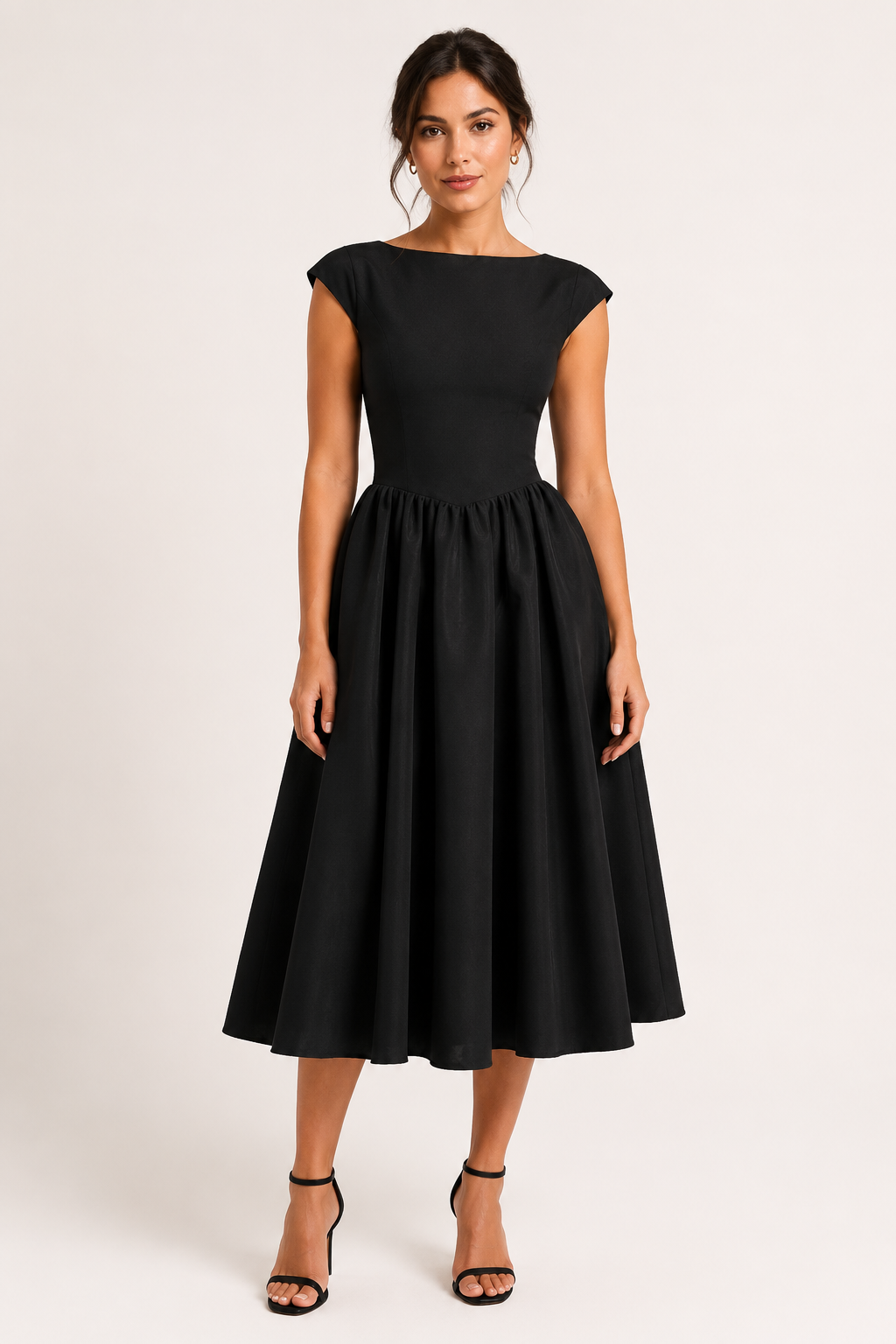Elegantes Midi-Cocktailkleid mit weitem Rock – Alisa