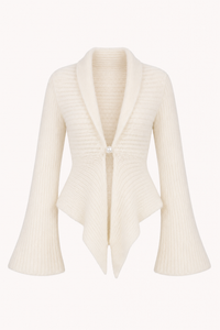 Damen-Strickcardigan mit V-Ausschnitt und ausgestelltem Ärmel – Gundula