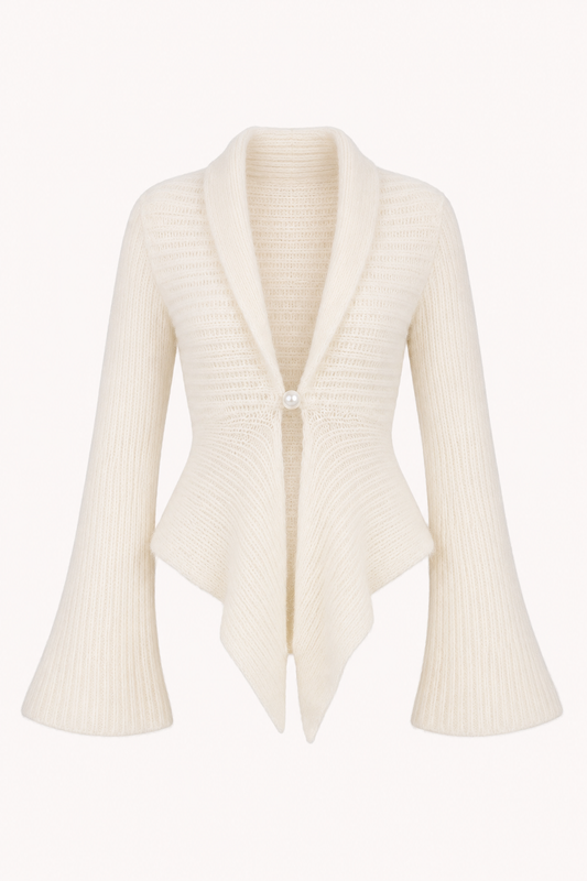 Cardigan en maille pour femme, col en V et manches évasées - Gundula