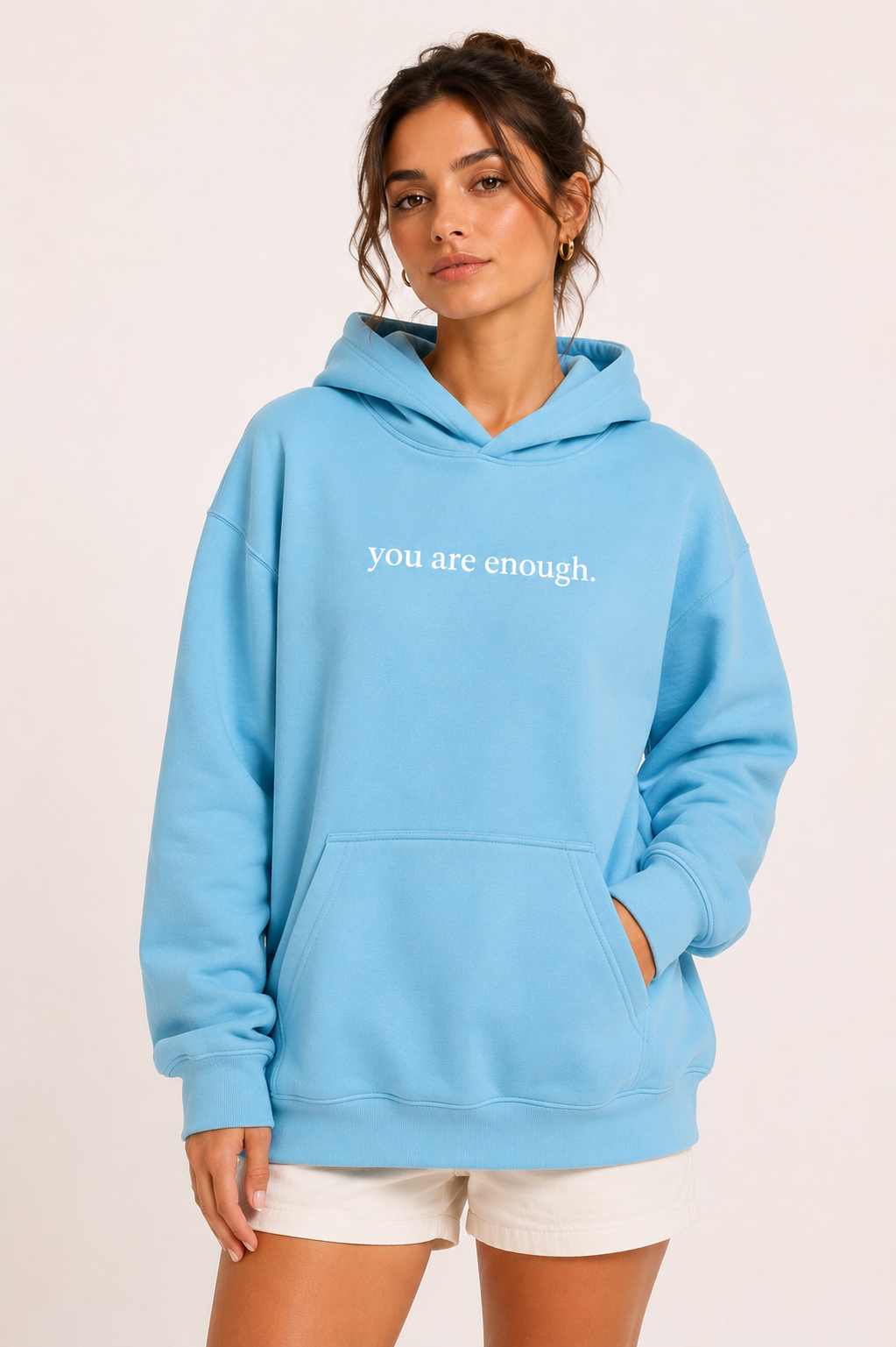 Damen-Sweatshirt mit Kapuze, Kängurutasche und Aufdruck auf der Vorderseite – Irmgard