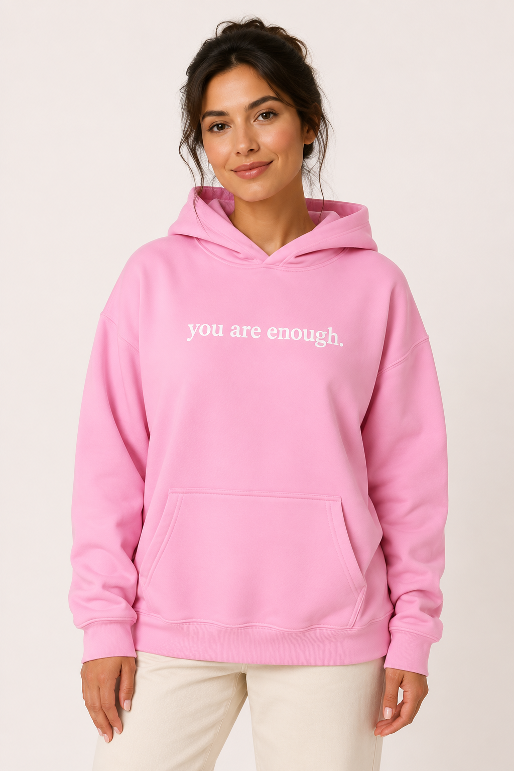 Damen-Sweatshirt mit Kapuze, Kängurutasche und Aufdruck auf der Vorderseite – Irmgard