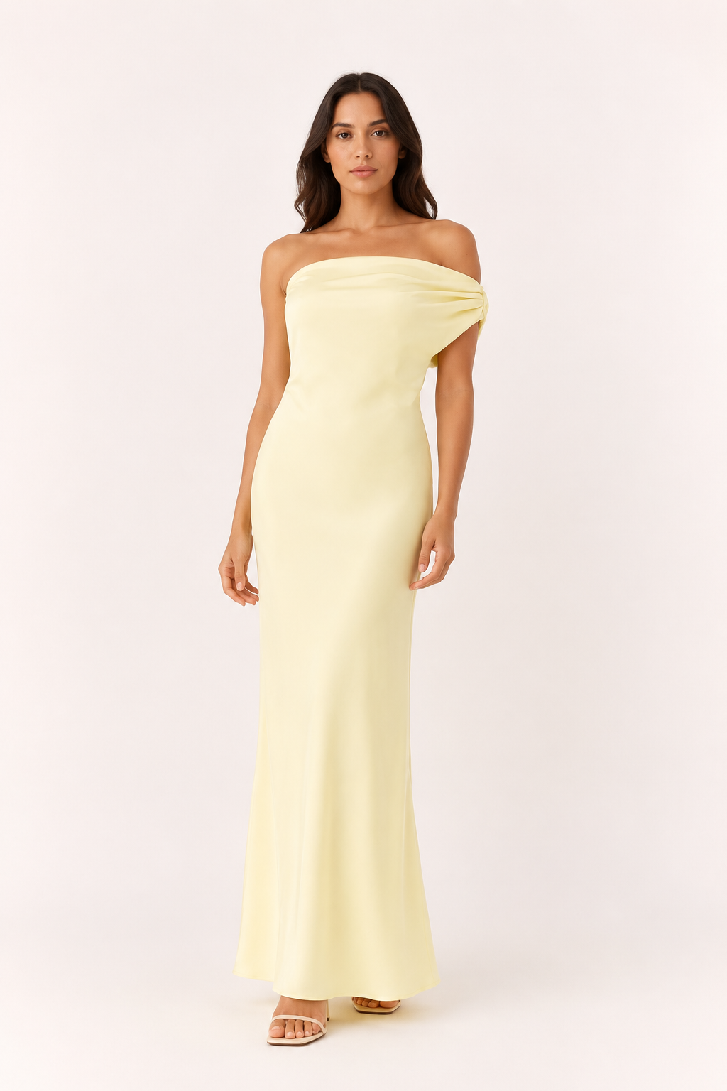 Langes, drapiertes Ein-Schulter-Kleid für Damen – Guita