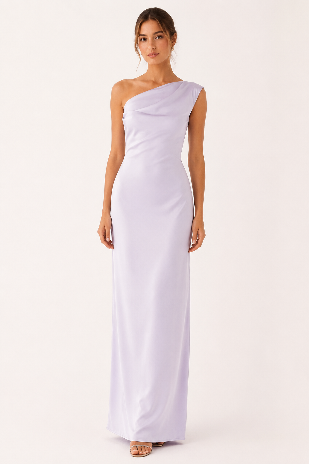 Langes, drapiertes Ein-Schulter-Kleid für Damen – Guita