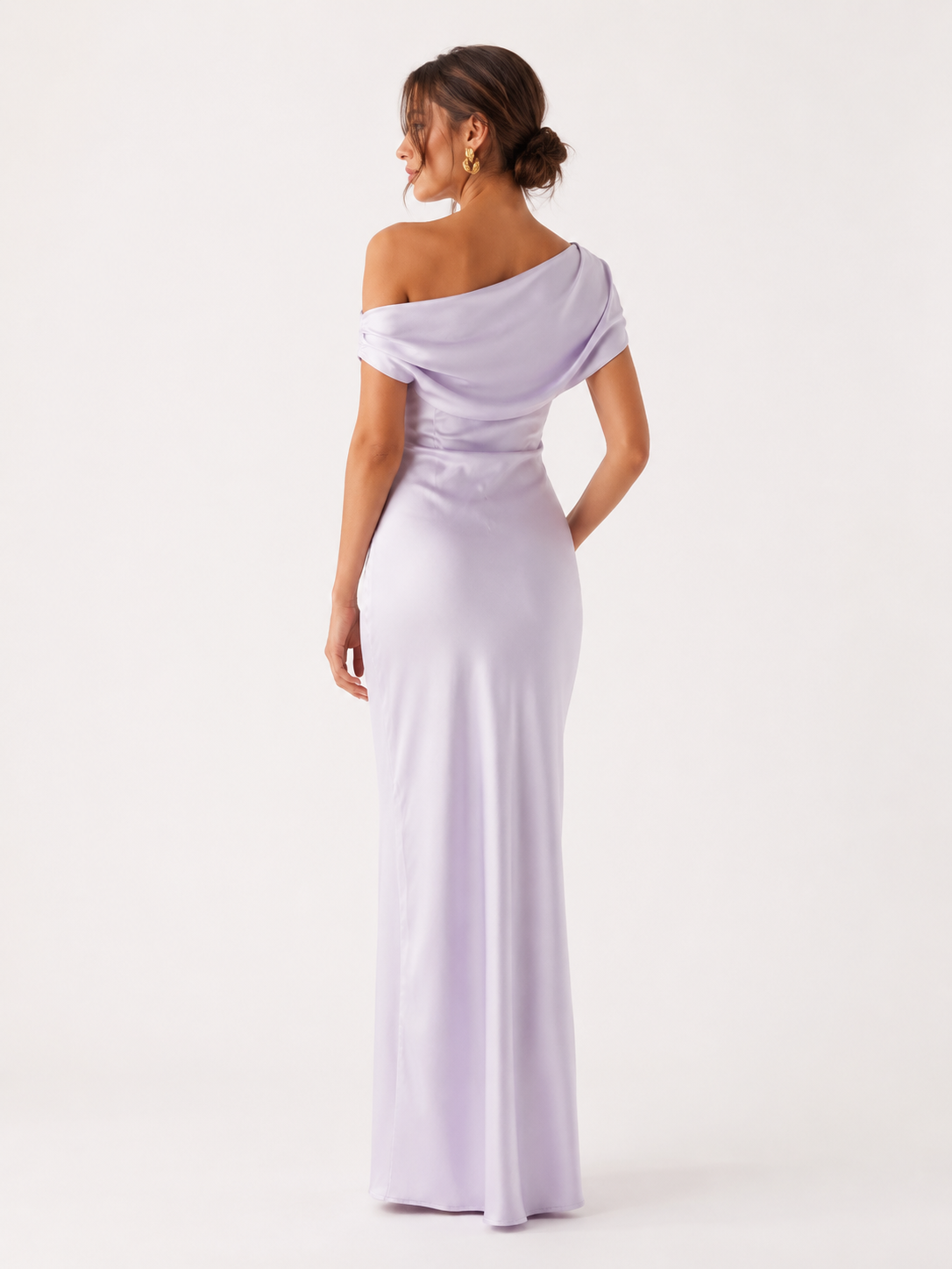 Langes, drapiertes Ein-Schulter-Kleid für Damen – Guita