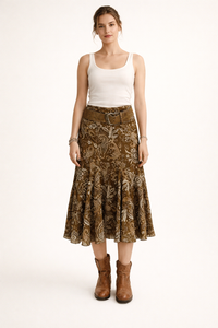 Jupe midi femme imprimée taille haute style boho - Nerida
