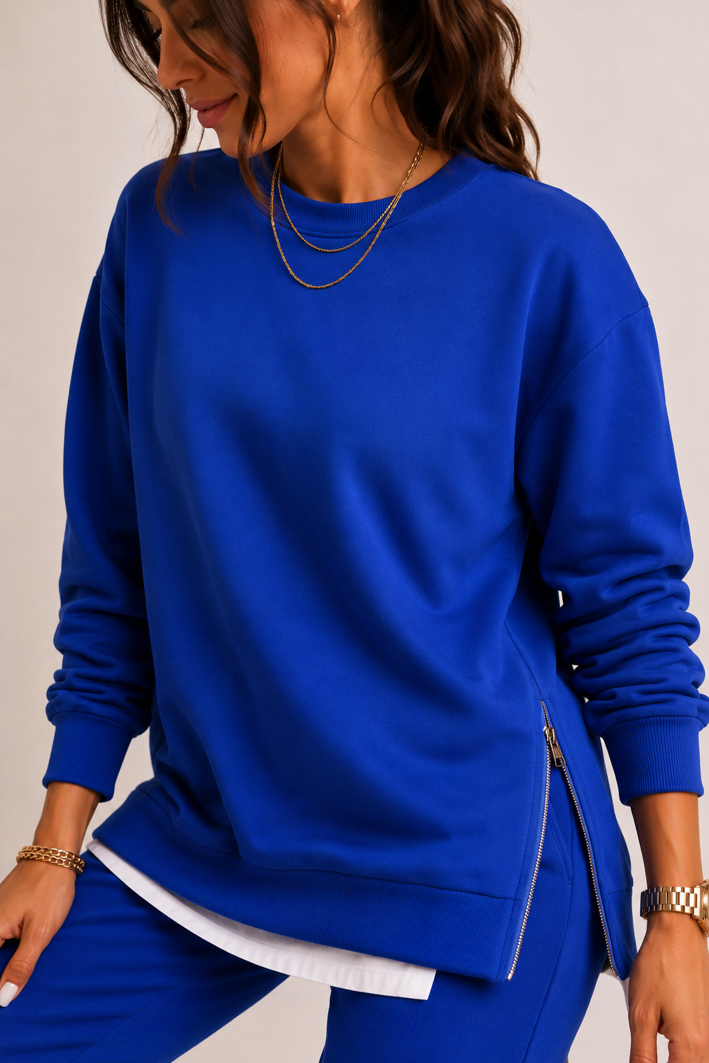 Damen-Set aus Sweatshirt mit Seitenschlitzen und Jogginghose – Louise