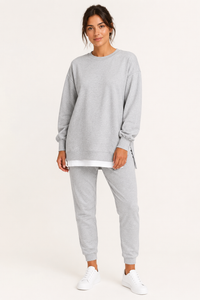 Ensemble femme composé d'un sweat à fentes latérales et d'un pantalon de jogging - Louise