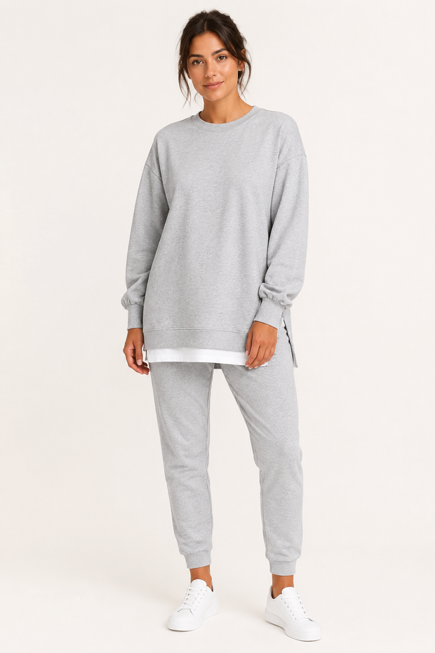 Ensemble femme composé d'un sweat à fentes latérales et d'un pantalon de jogging - Louise