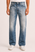 Herrenjeans mit geradem Bein, Waschoptik und Abnutzungsspuren – Wigbert