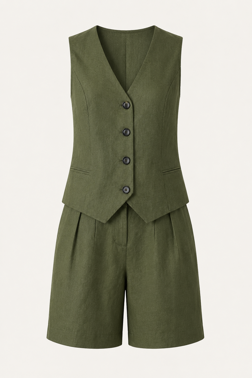 Set aus Weste und Shorts für Damen aus Leinen und Baumwolle – Lotte