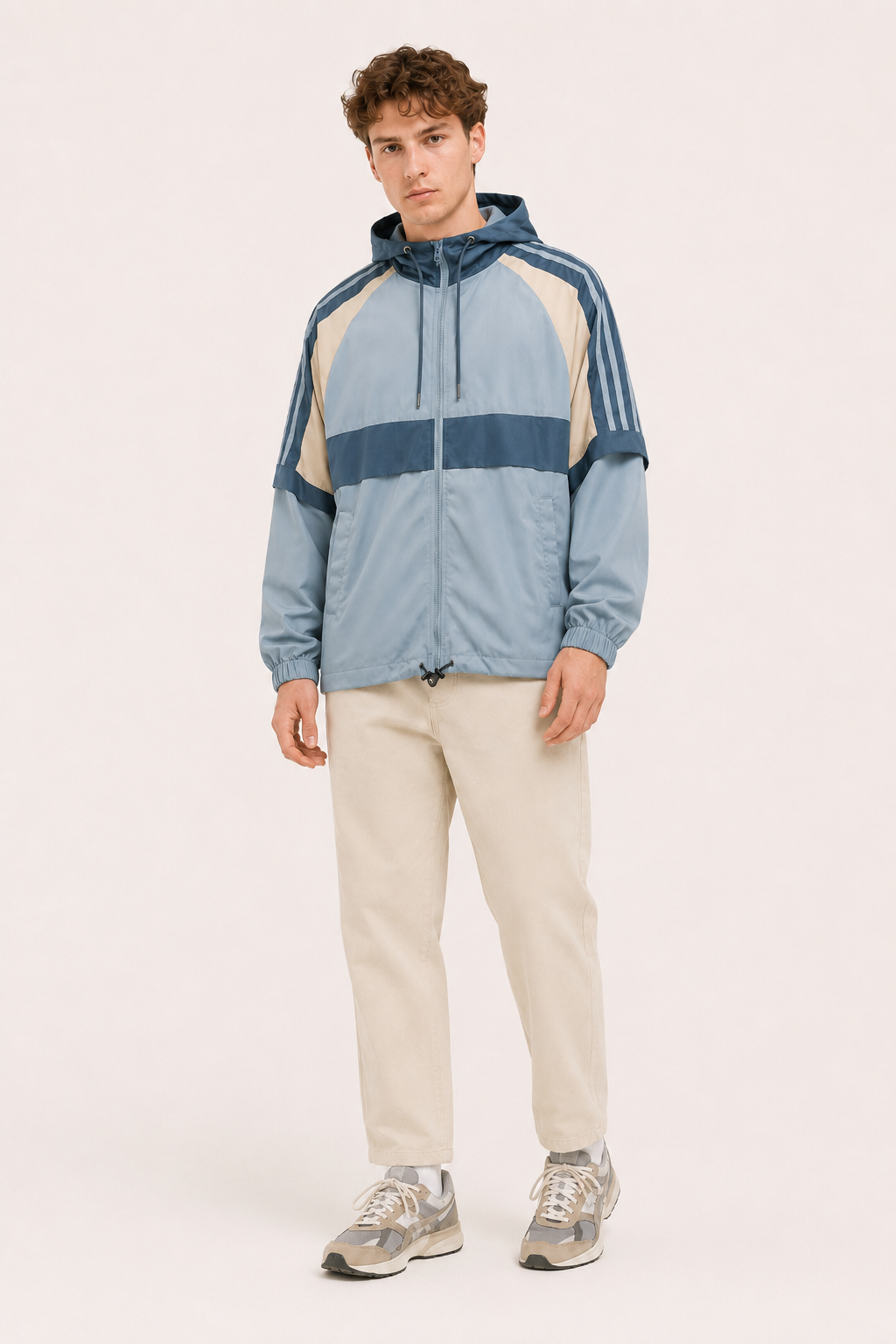 Sportliche Herrenjacke mit Kapuze und Windschutz – Adriano