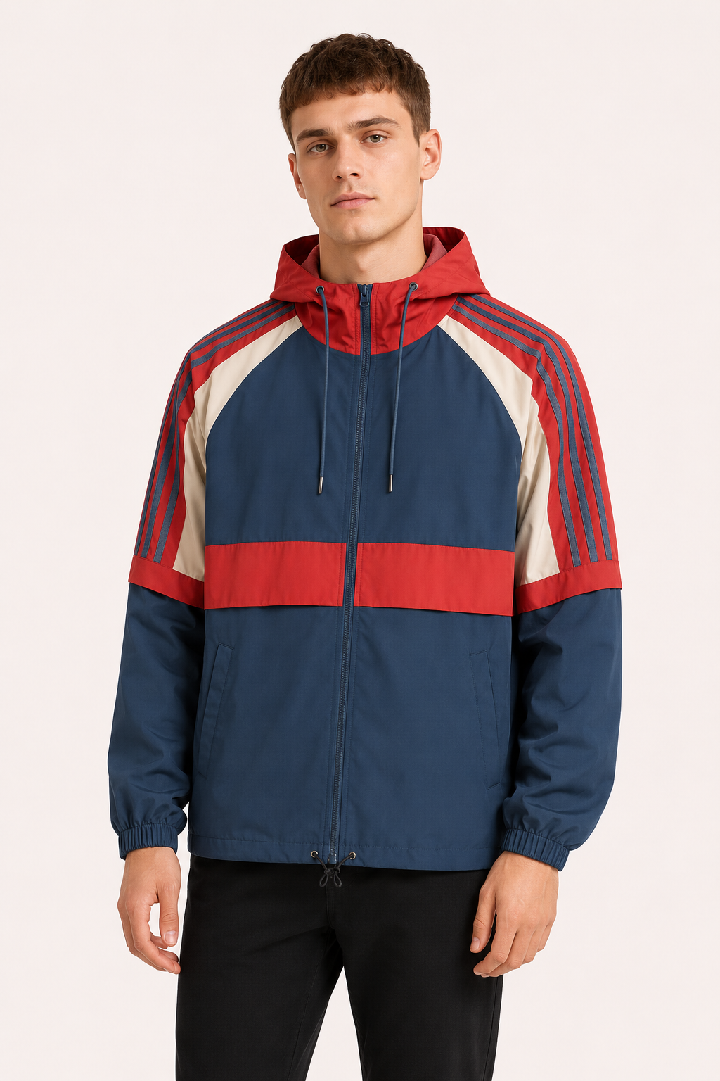 Sportliche Herrenjacke mit Kapuze und Windschutz – Adriano