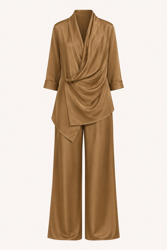Ensemble chemisier et pantalon pour femme en satin - Kerstin