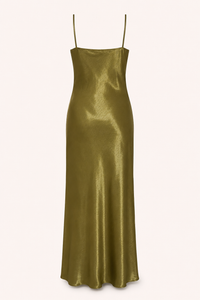 Robe midi lingerie satinée pour femme, décolleté en V - Leni