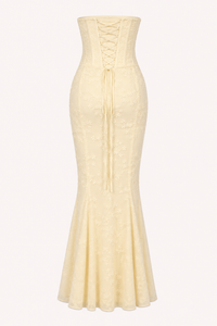 Ensemble femme composé d'un haut corset et d'une jupe longue brodée - Leonie