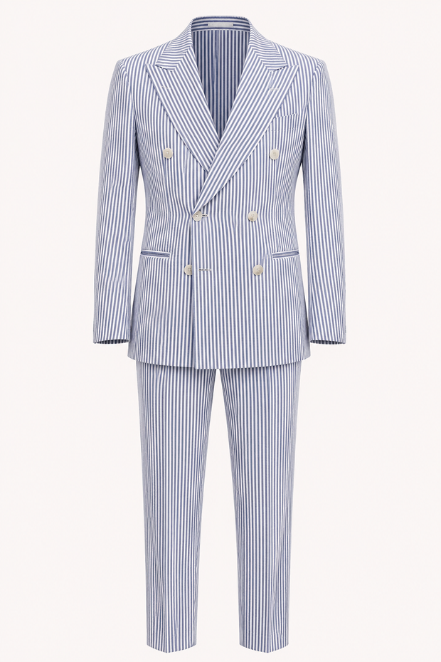 Costume homme à rayures bleu clair, style méditerranéen - Emil