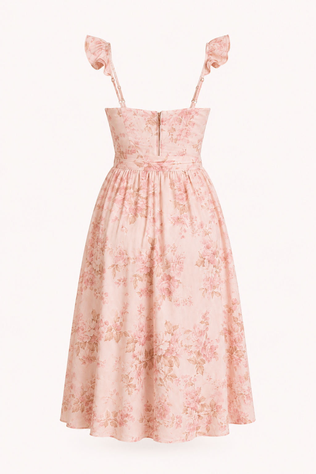 Damen Midikleid mit Blumendruck Korsett Seitenschlitz - Käthe