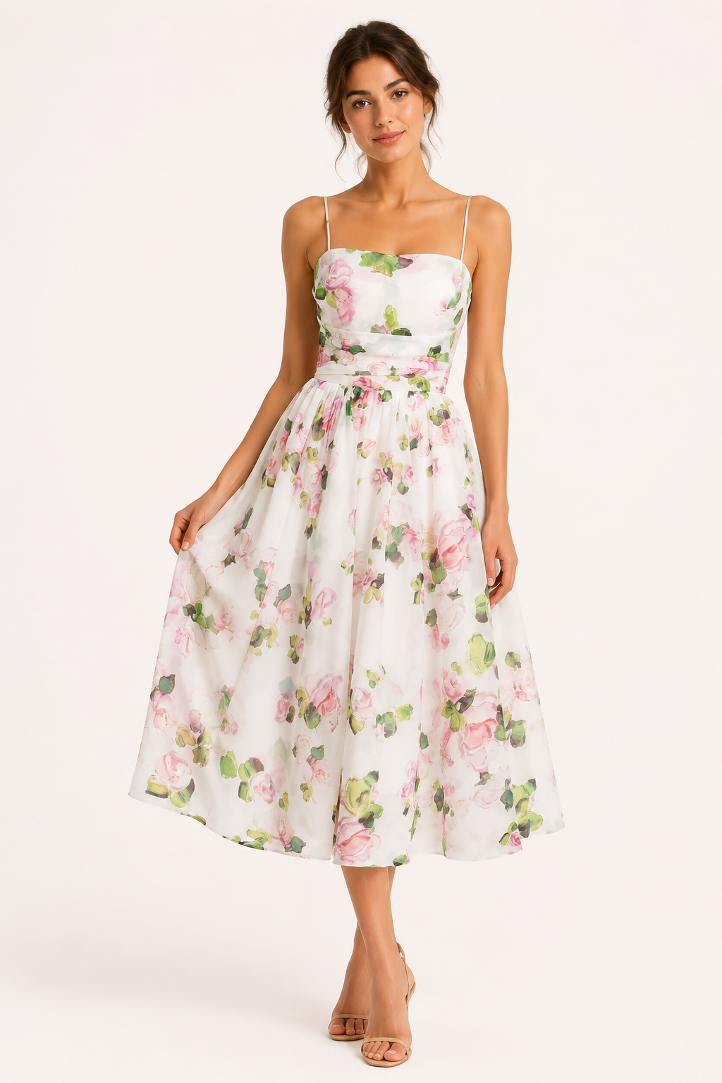 Romantisches Midikleid für Frauen mit Blumenmuster - Elira