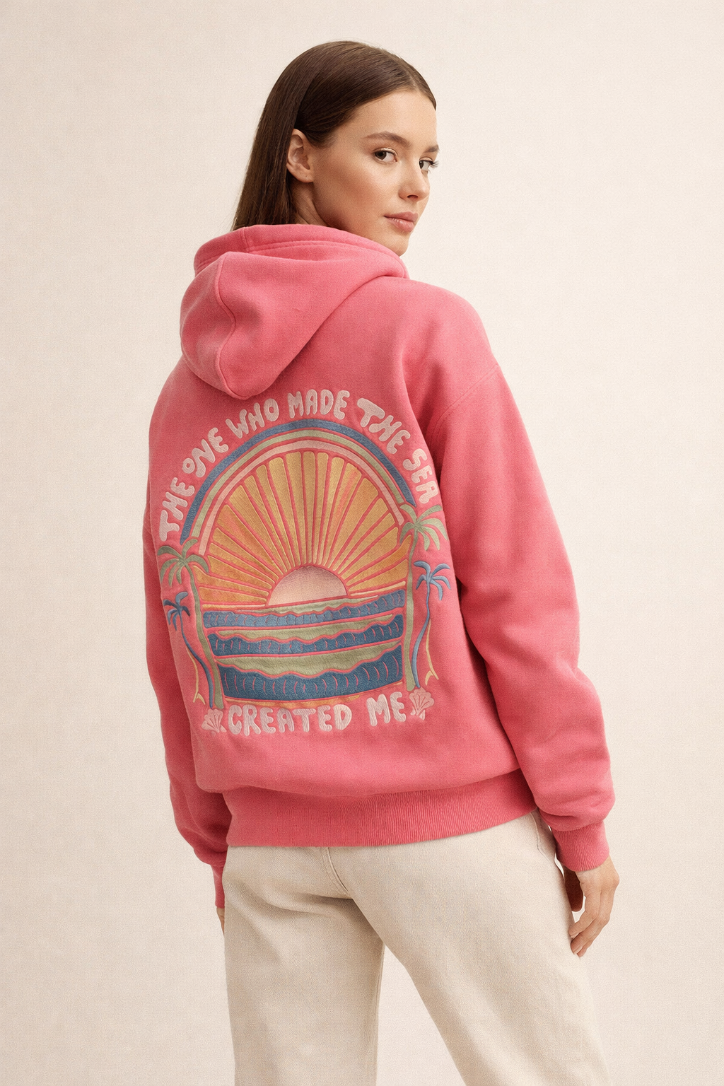 Damen-Kapuzenpullover mit Frontprint und Kängurutasche - Celira
