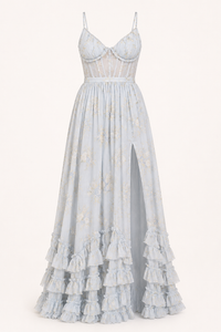 Longue robe de soirée élégante et fleurie - Elara