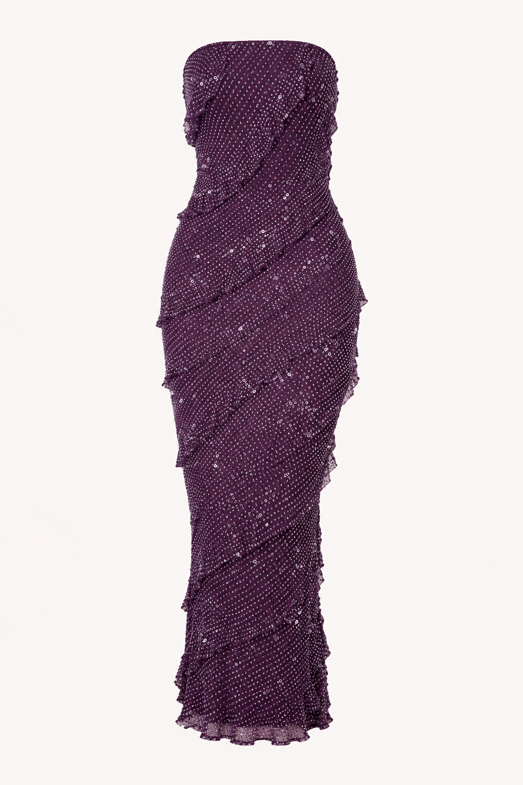 Trägerloses Midikleid für Damen mit Rüschen - Yina