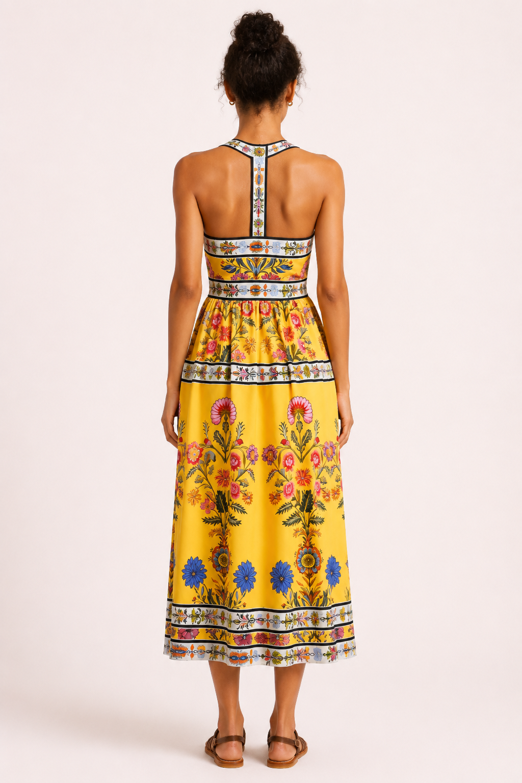 Midikleid mit Blumenmuster und hoher Taille für Frauen - Nele