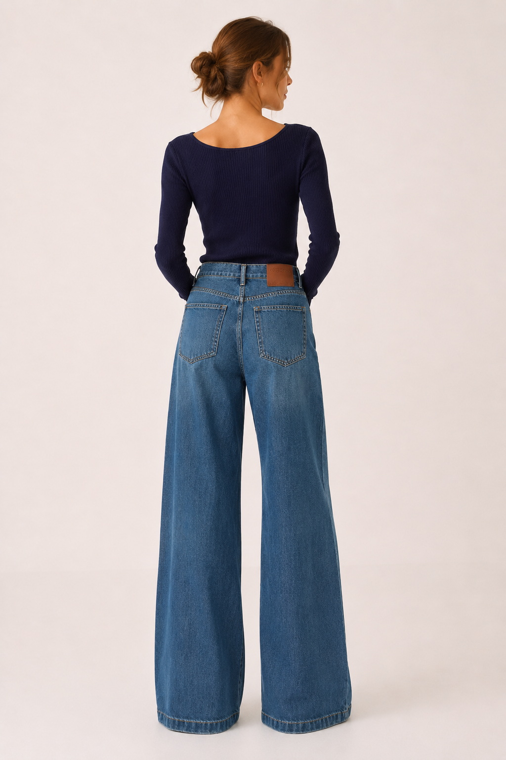 Baggy-Jeans für Damen mit hoher Taille, weitem Bein und geradem Schnitt – Freja