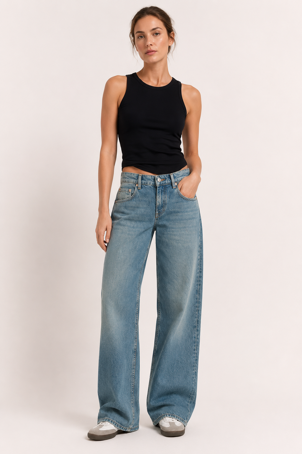 Baggy-Jeans für Damen mit hoher Taille, weitem Bein und geradem Schnitt – Marlene