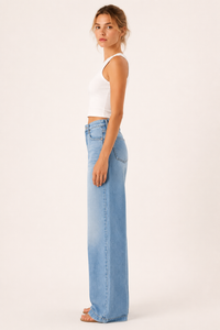 Jean baggy taille haute pour femme, à jambes larges et coupe droite - Marlene