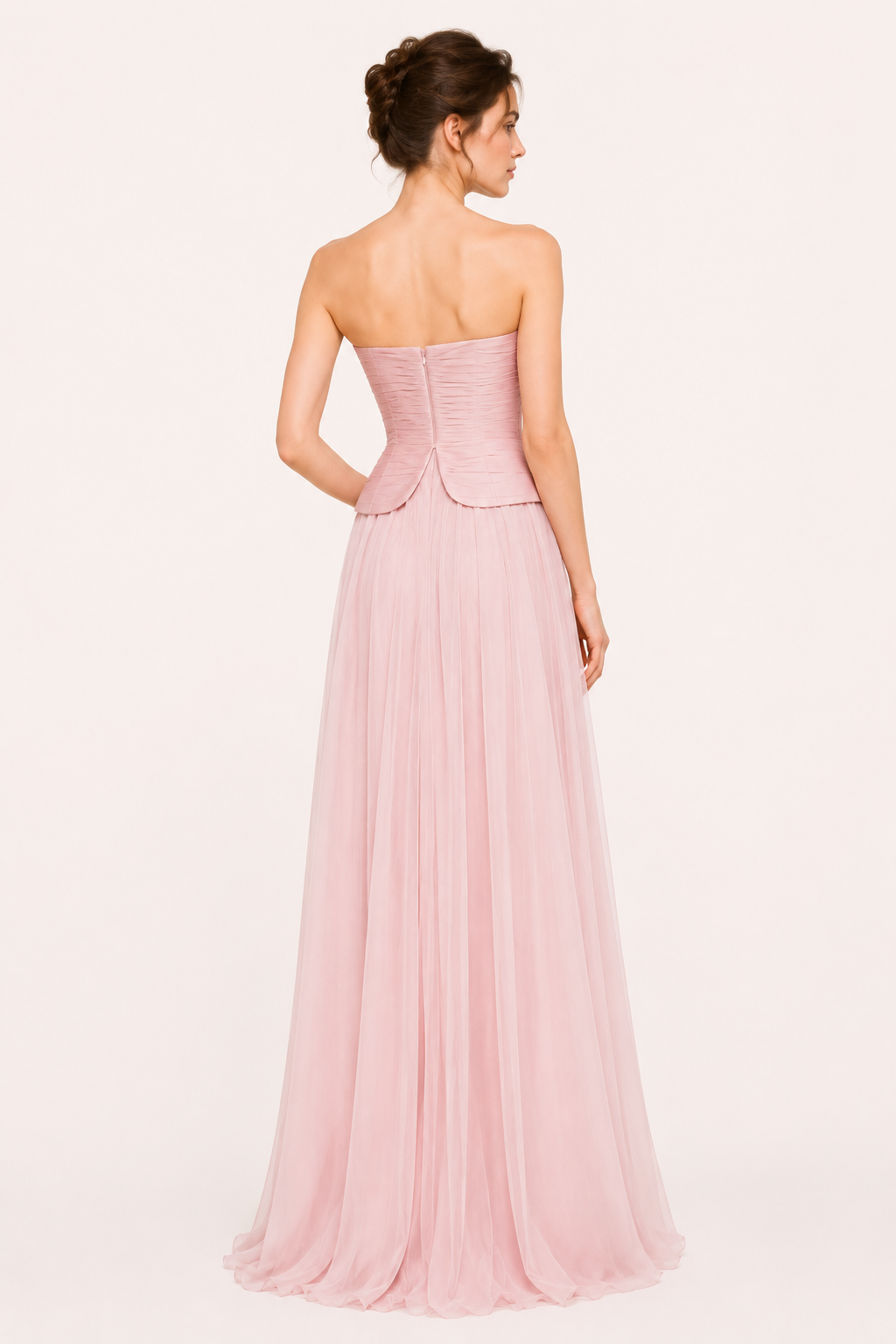 Elegantes langes trägerloses plissiertes Kleid für Frauen - Enice