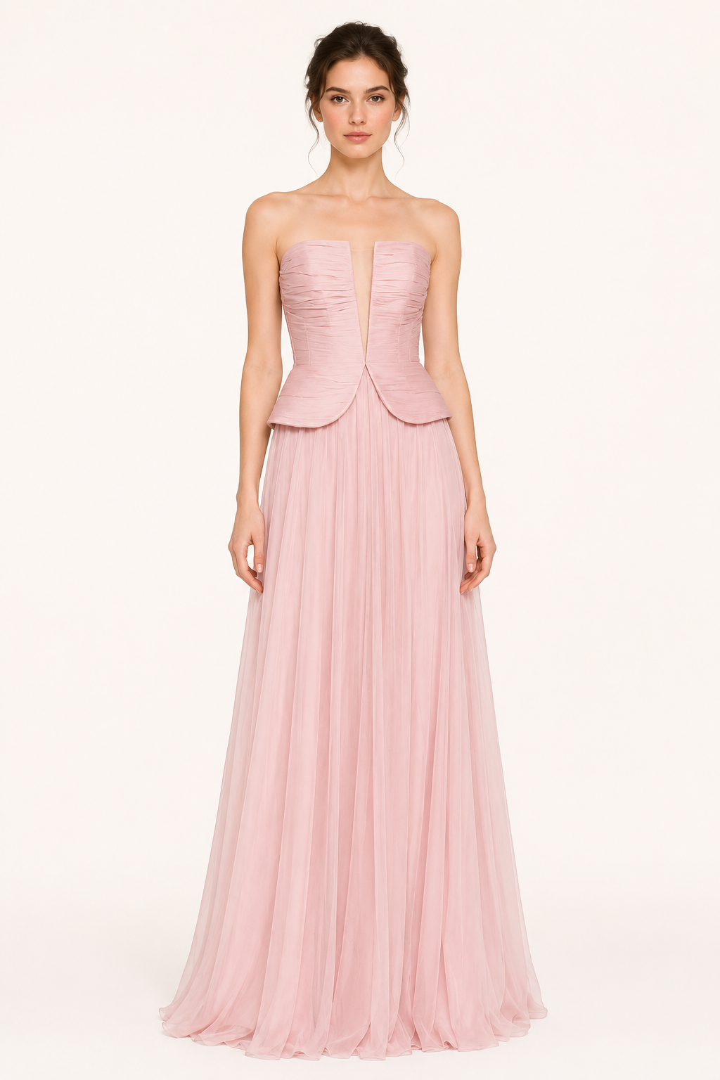 Elegantes langes trägerloses plissiertes Kleid für Frauen - Enice