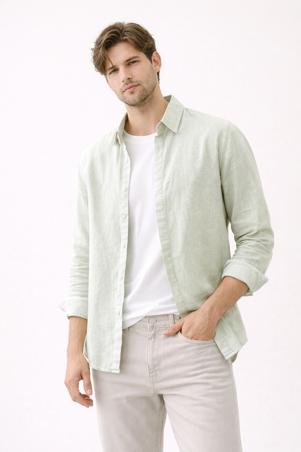 Chemise en lin à manches longues pour hommes - Harry