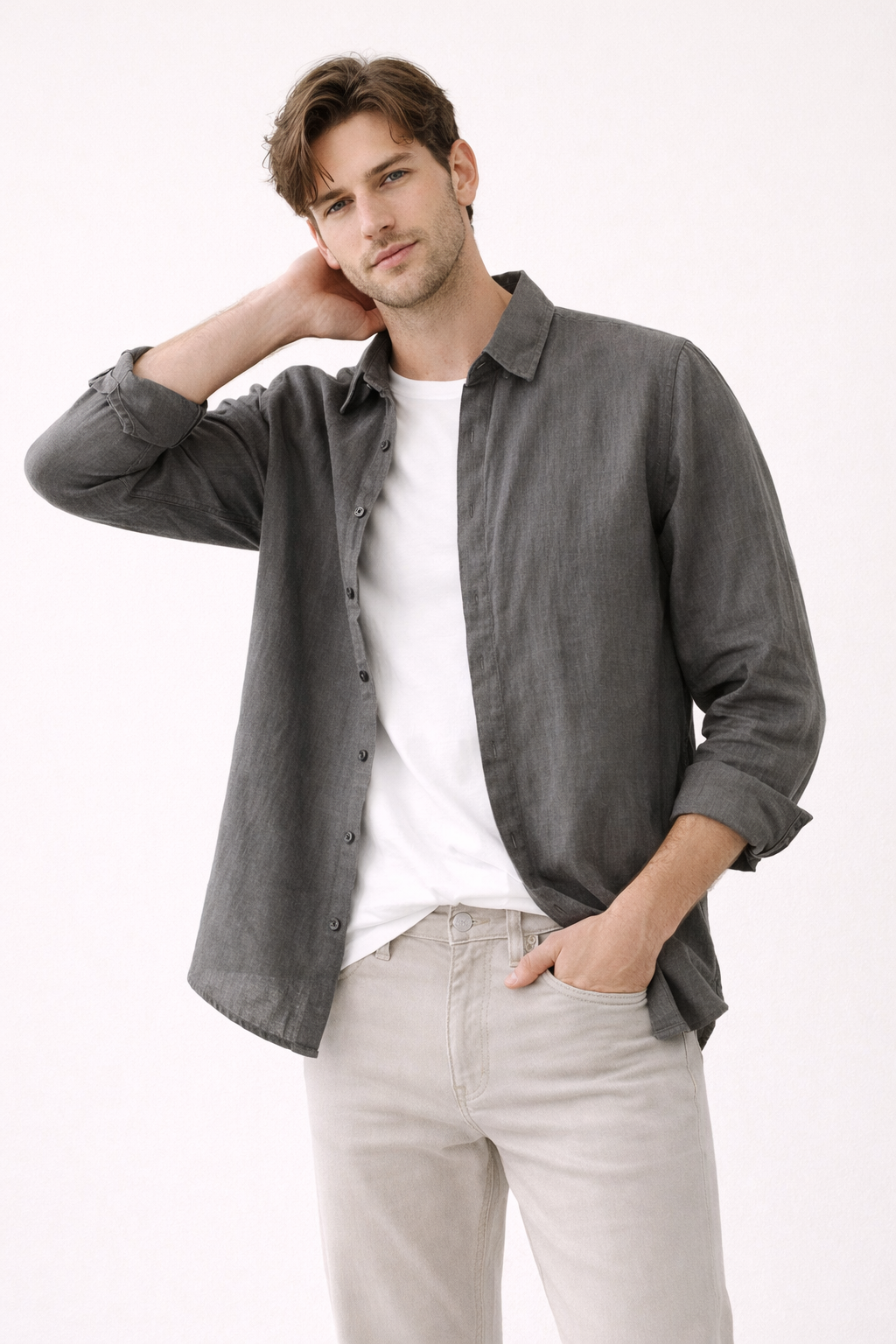 Herren Langarm Leinenhemd Sommer - Harry