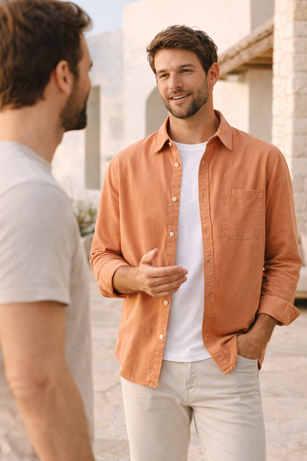 Sommerliches Langarmhemd mit Knopfleiste für Herren - William
