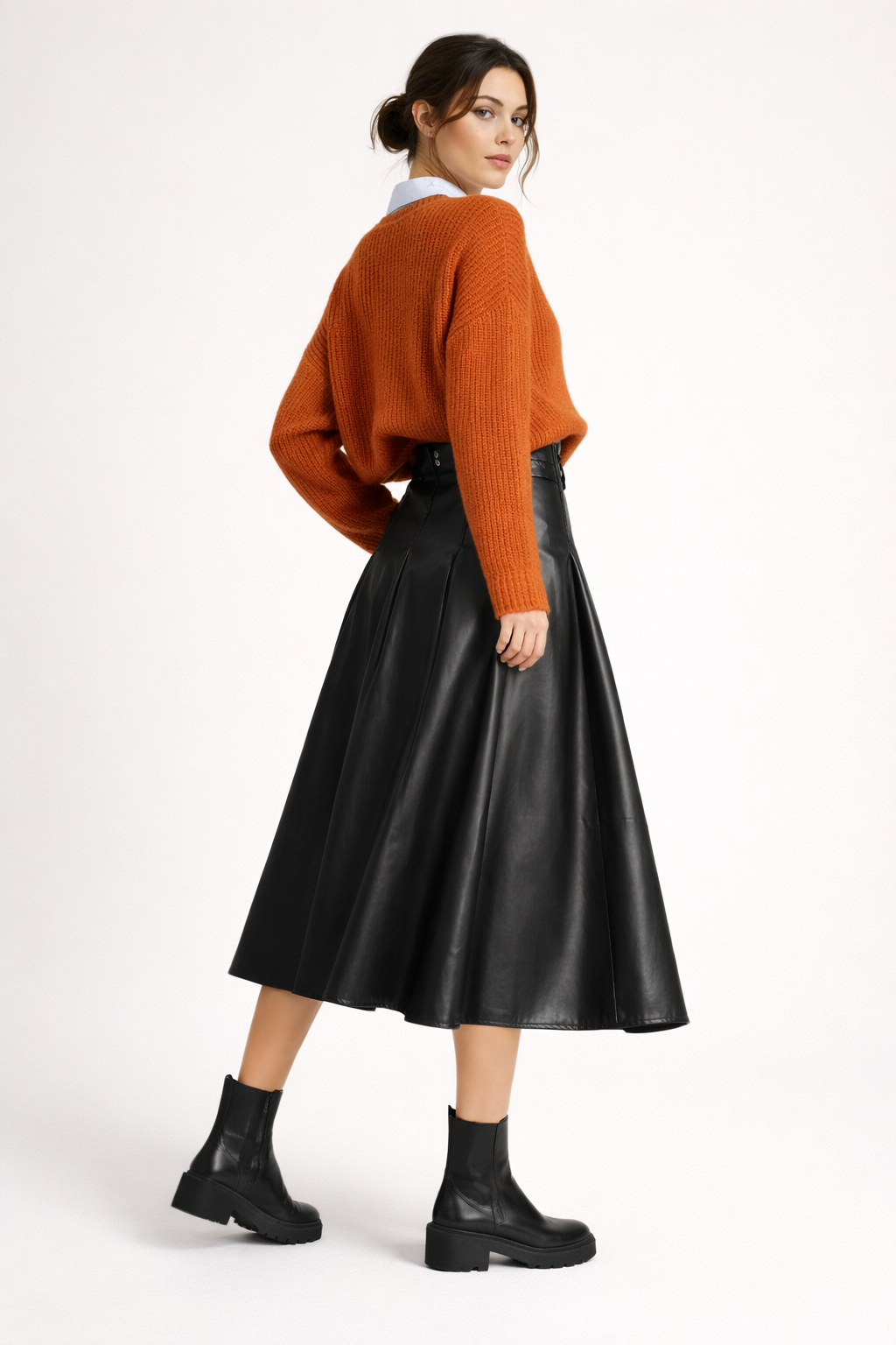 Eleganter Damen-Midirock mit Ledereffekt - Valeria