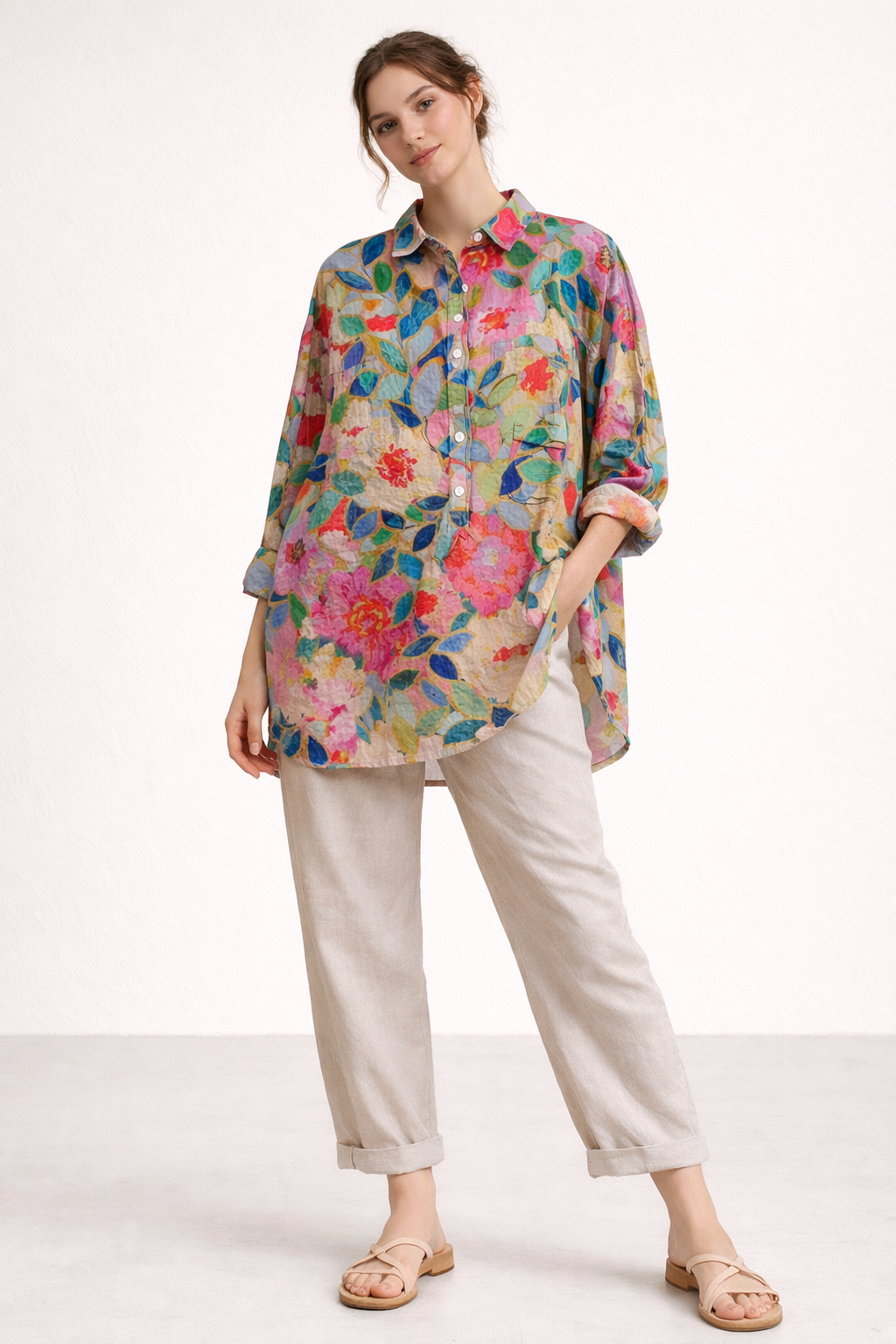 Damen Bluse langarm lässig Sommer Druck - Gerlinde