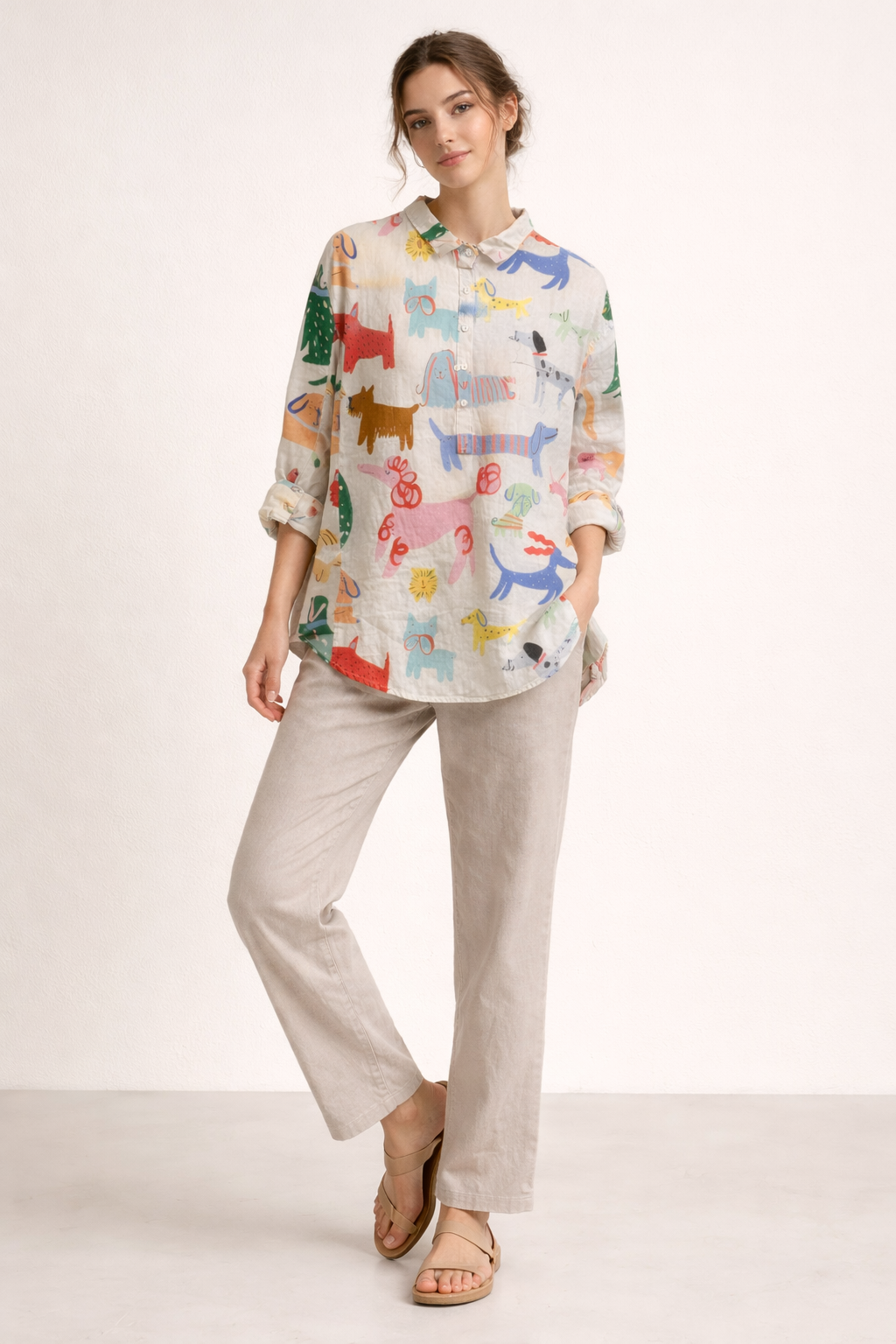Damen Bluse langarm lässig Sommer Druck - Gerlinde