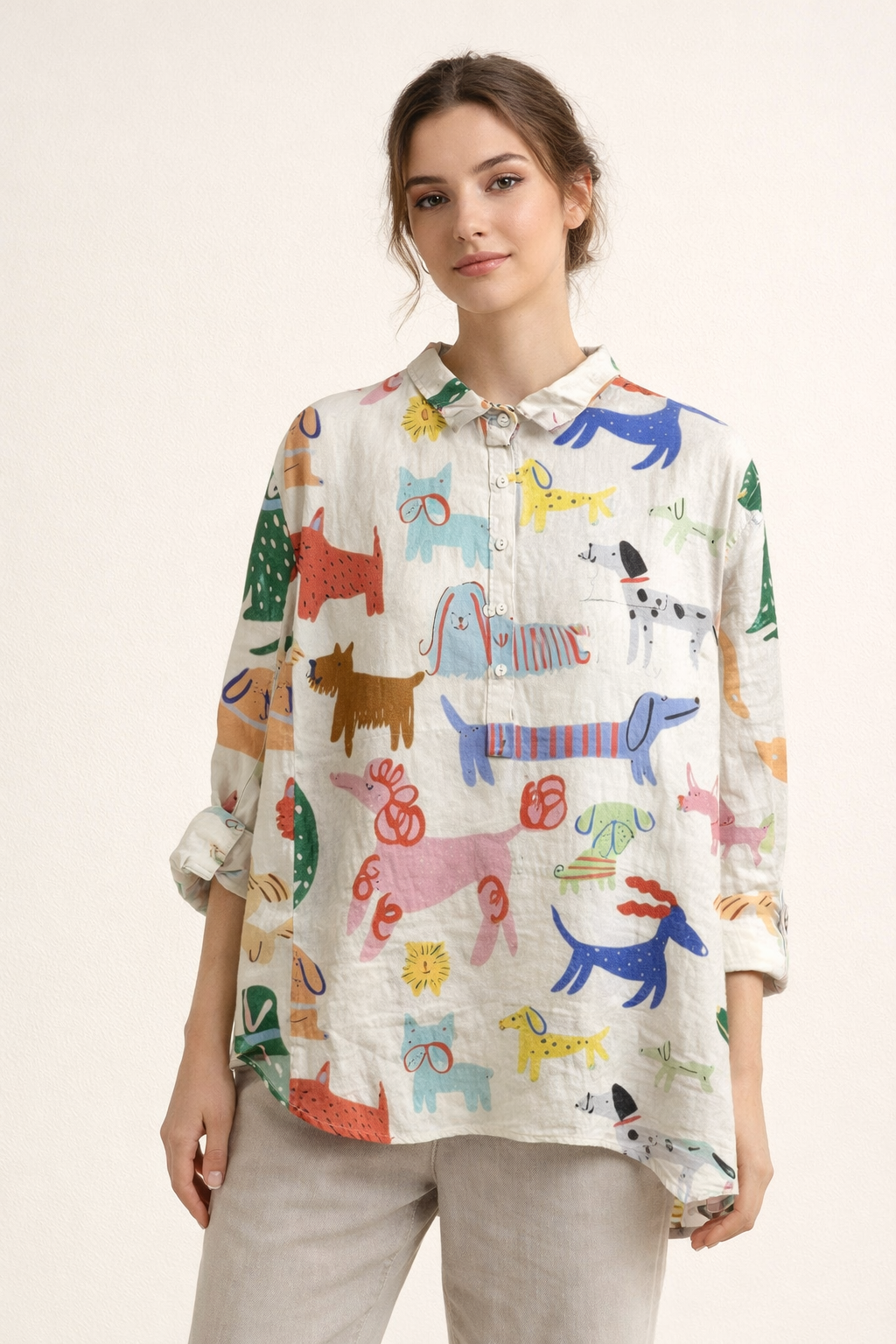 Damen Bluse langarm lässig Sommer Druck - Gerlinde