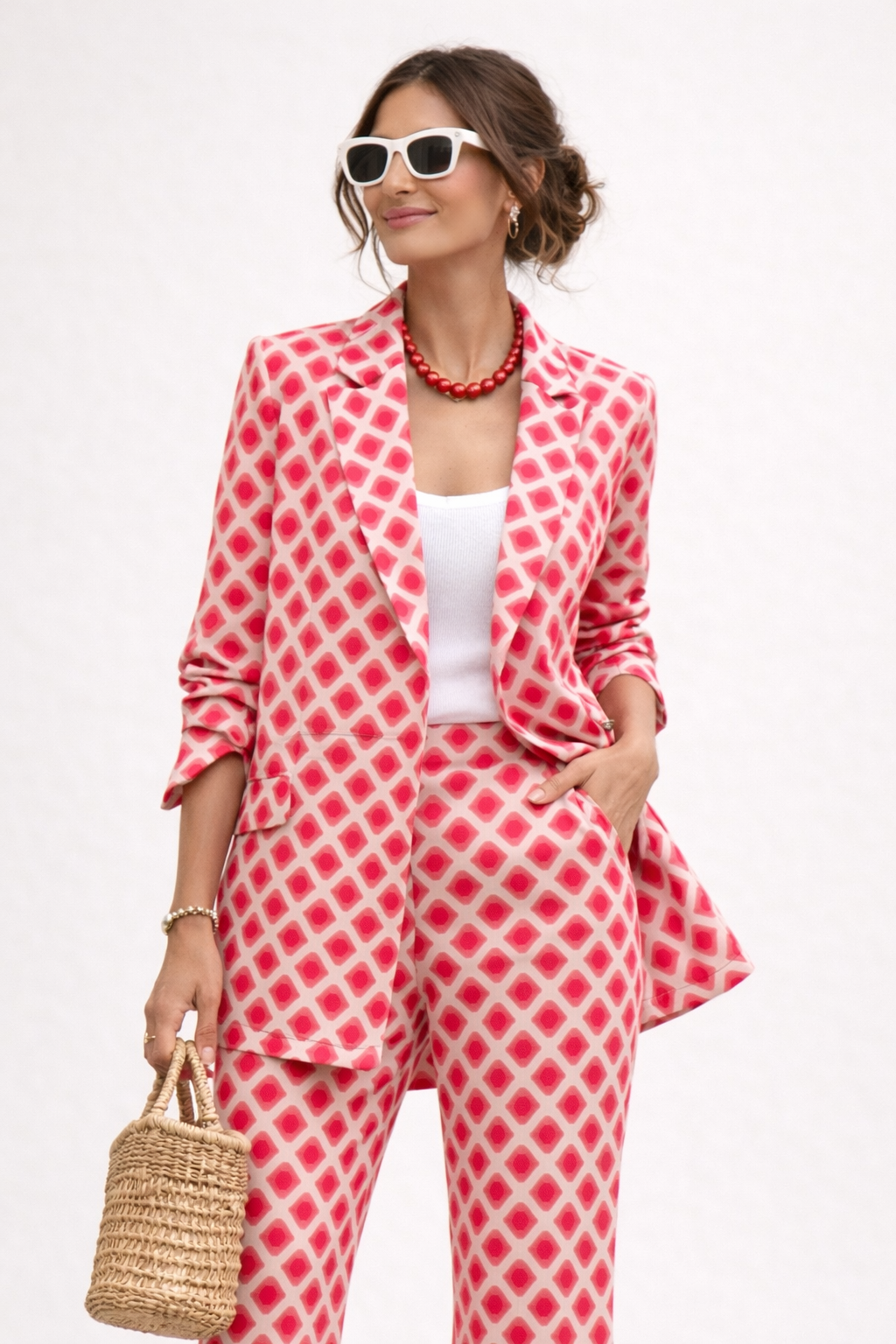 Damen zweiteiliges Set moderner Print formal - Hanna