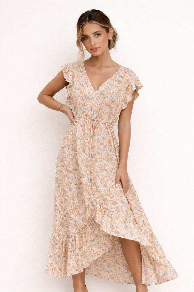Robe midi élégante à imprimé floral pour femmes - Paula