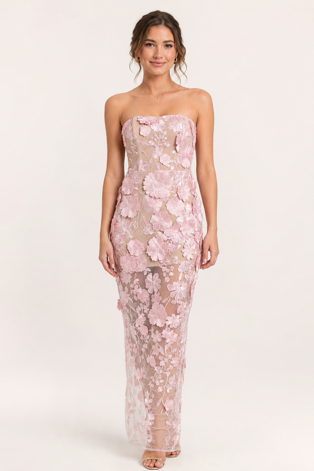Langes Partykleid für Gäste mit Blumen-Spitze – Lorelei