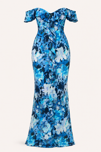 Robe longue imprimée pour femme, à épaules dénudées - Käthe