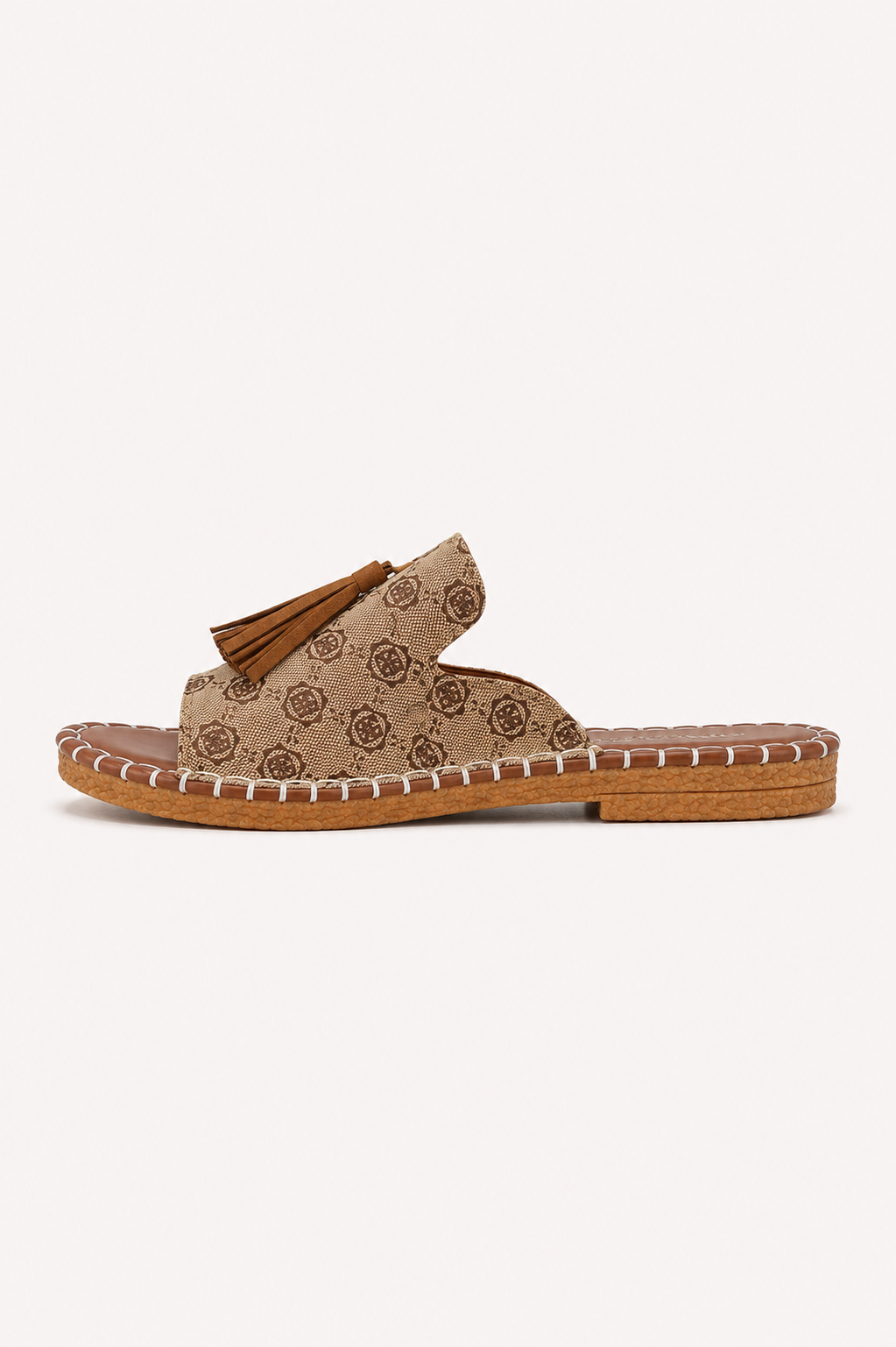 Flache Damensandalen mit Muster und Quasten – Meike