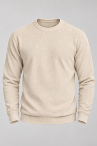 Herrenpullover mit Rundhalsausschnitt, glatter Strick und langen Ärmeln – Nikolai