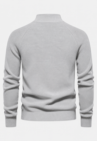 Herrenpullover mit halbem Reißverschluss, Stehkragen und Raglanärmeln – Aurel