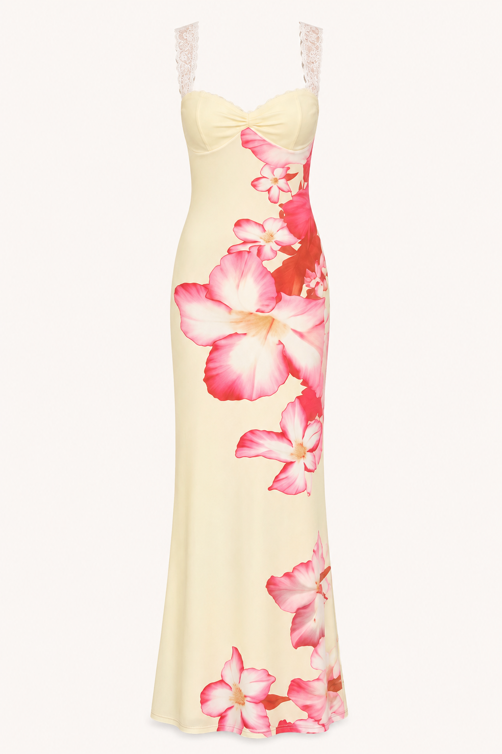 Langes Blumenkleid für Damen mit freien Schultern – Hanny