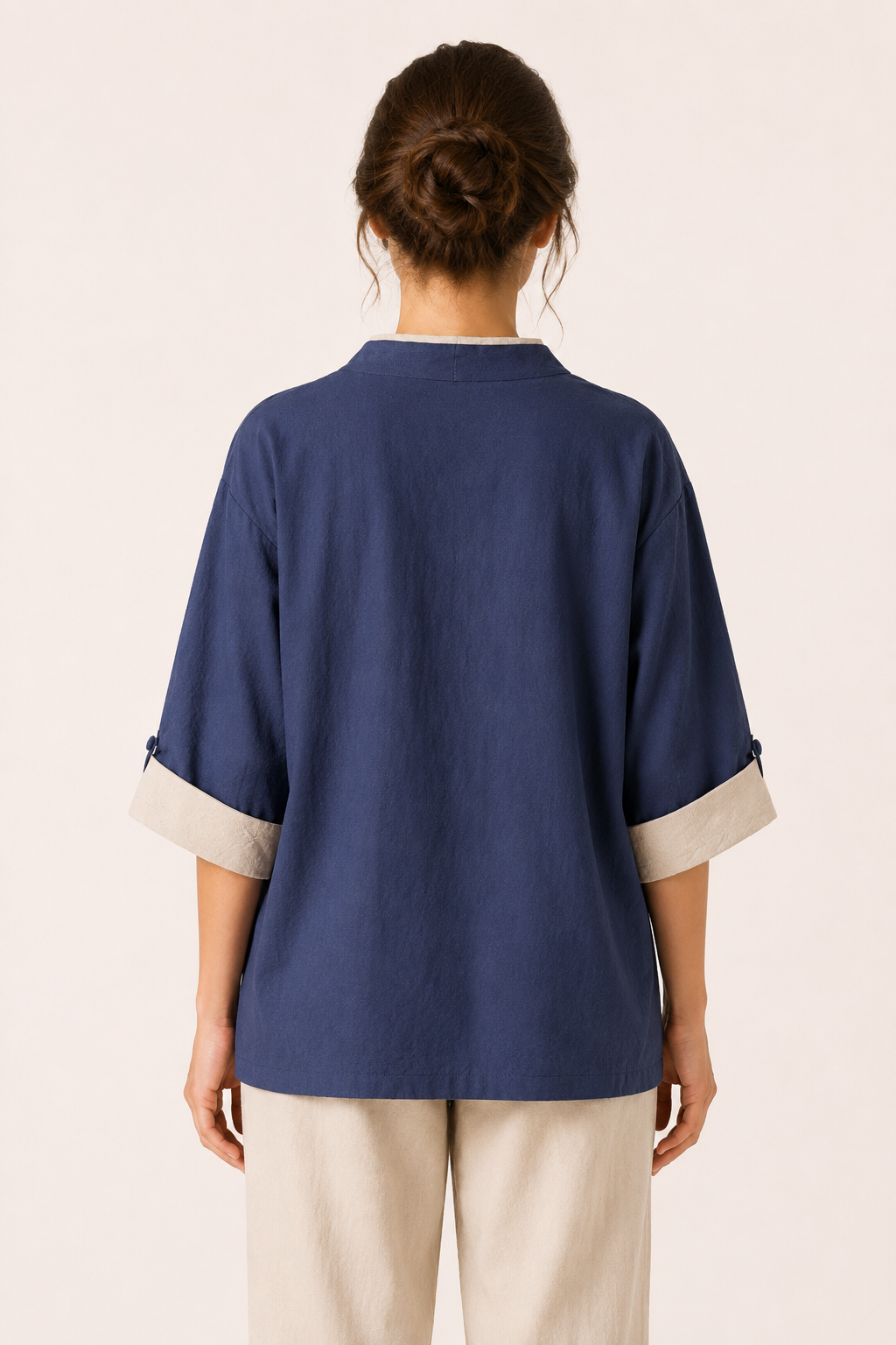 Damen-Kimono-Kreuzbluse mit Paspelierung - Frida