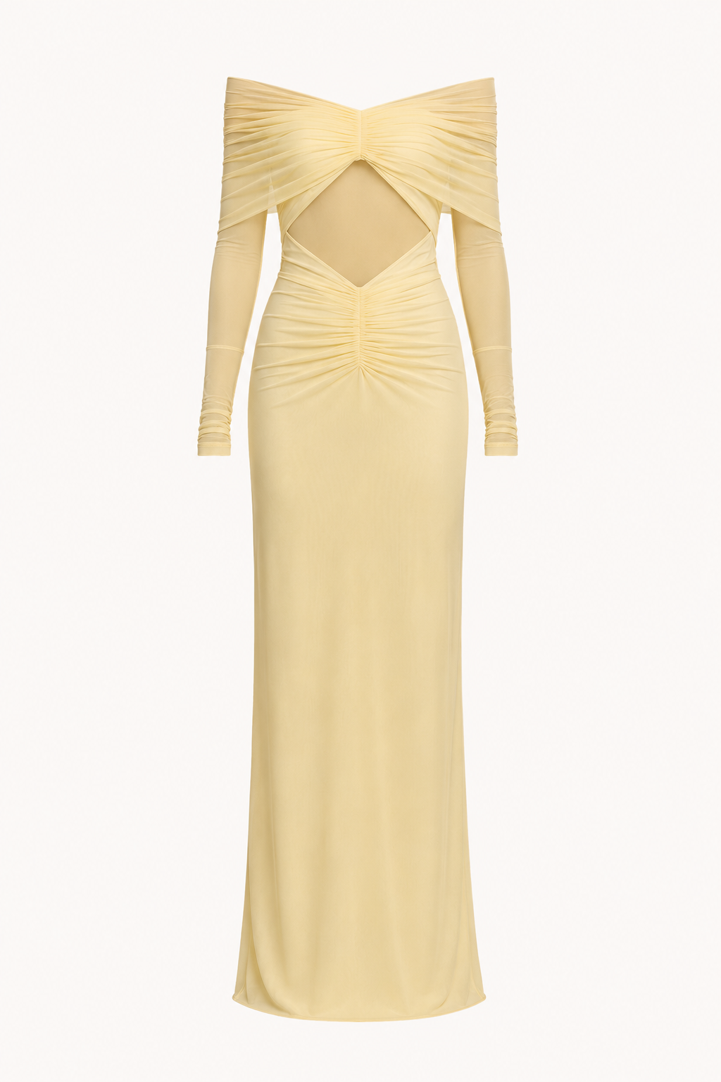 Langes Kleid Frau Hochzeitsgast nackte Schultern Schlitz Taille elegant - Helene