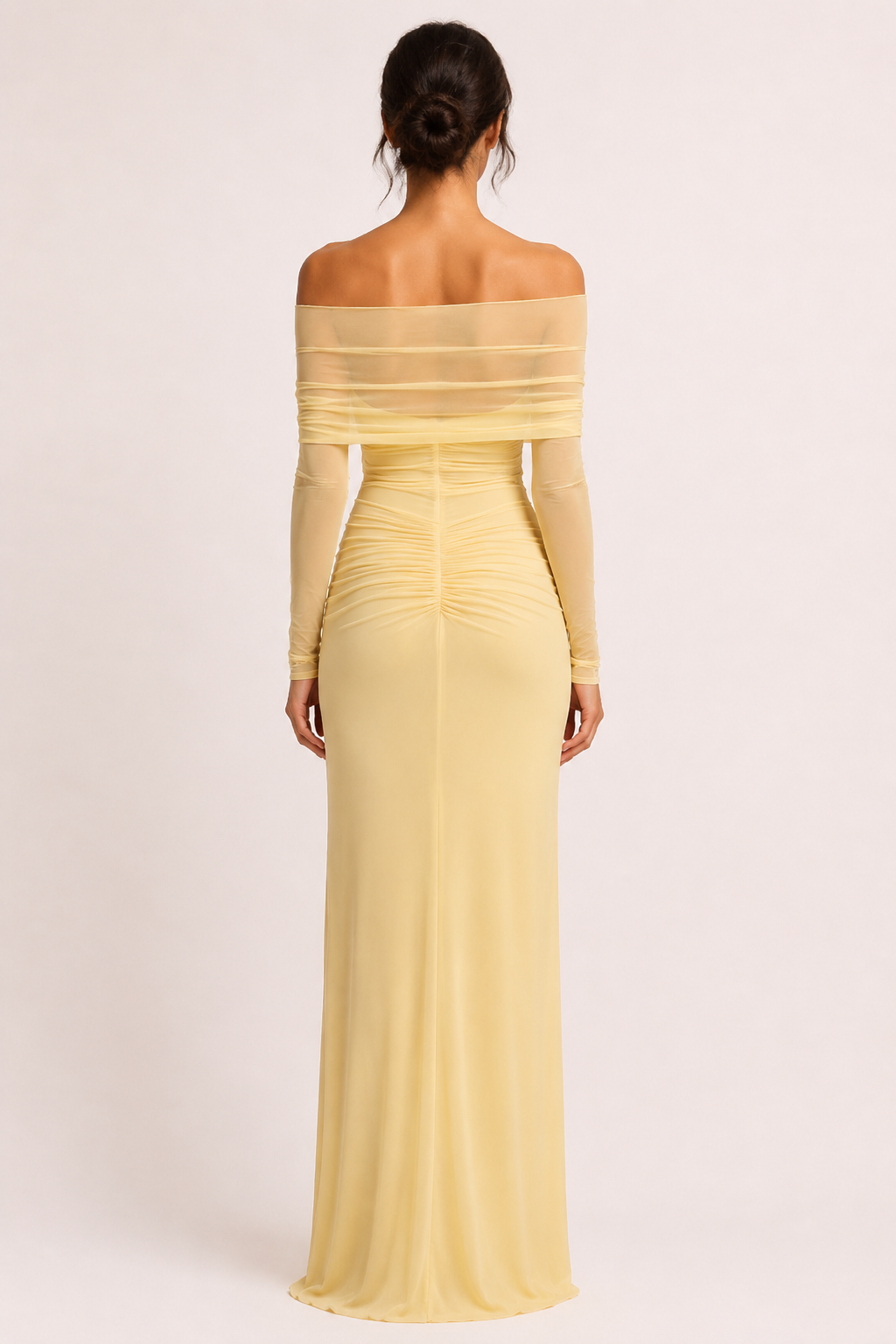 Langes Kleid Frau Hochzeitsgast nackte Schultern Schlitz Taille elegant - Helene